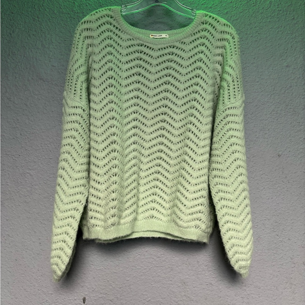 Marine Layer Light Green Chevron Sweater